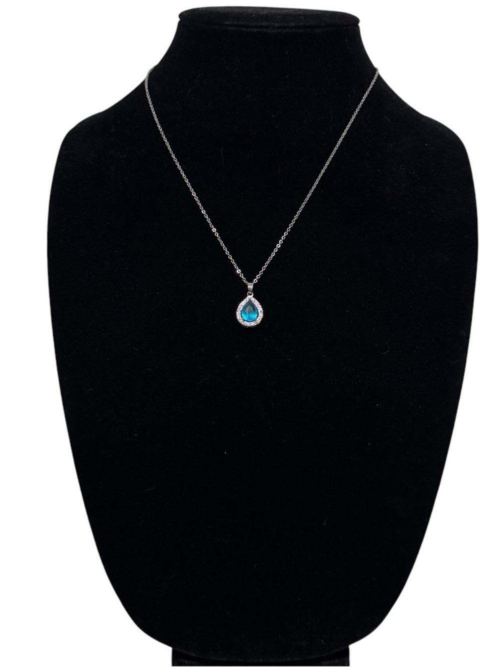 Teardrop Blue Austrian Crystal Pendant Necklace from Nikola Valenti